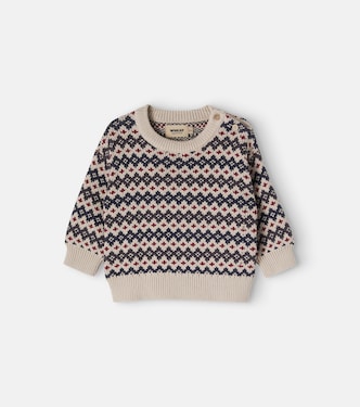 Baby Harlow jacquard cotton sweater | Wheat