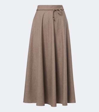 Belted pleated cashmere-blend midi skirt | Max Mara