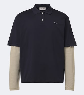 Layered cotton jersey polo shirt | Miu Miu