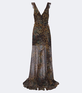 Printed ruffled seersucker gown | Etro