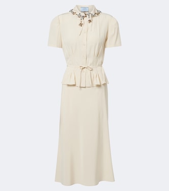 Embellished silk crêpe midi dress | Prada
