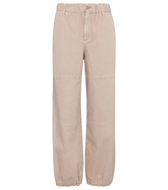 Pantalon ample à taille haute en coton mélangé | Brunello Cucinelli
