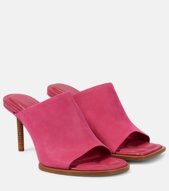 Les Mules Rond Carré asymmetrical suede mules | Jacquemus