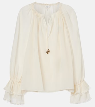 Gathered silk georgette blouse | Chloé