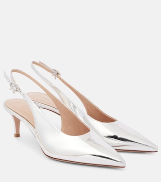 55 metallic leather slingback pumps | Gianvito Rossi