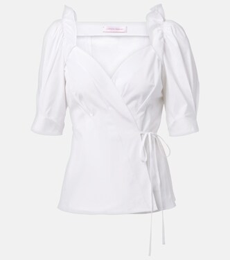 Cotton-blend wrap top | Carolina Herrera