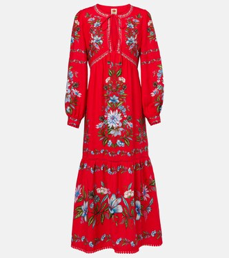 Robe midi en lin mélangé à fleurs | Farm Rio