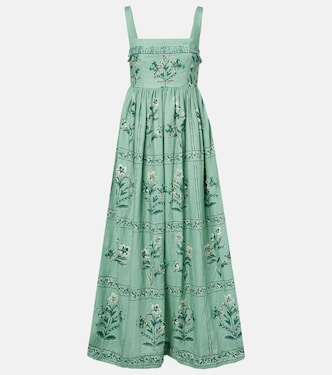 Robe longue Barbara brodée en lin | Agua by Agua Bendita