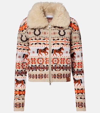 Intarsia virgin wool zip-up cardigan | Stella McCartney