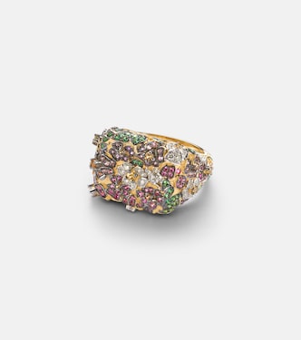 Jolie Fleur 9kt gold ring with gemstones | Yvonne Léon
