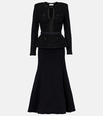 Sequined peplum midi dress | Self-Portrait