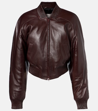 Cropped leather bomber jacket | Phoebe Philo
