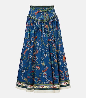 Falda larga Cove de algodón estampada | Alémais