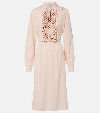 Belted polka-dot silk midi dress | Prada