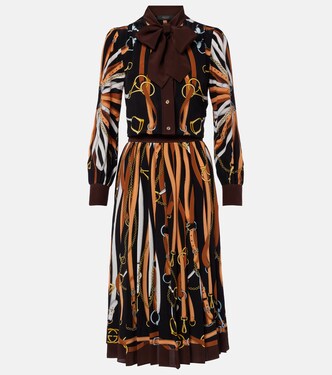 Printed tie-neck silk shirt dress | Gucci