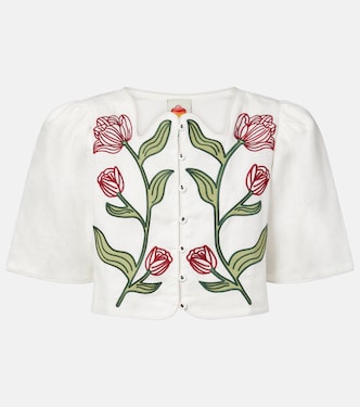 Chemise courte en lin brodée | Farm Rio