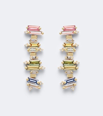 Ohrringe aus 18kt Gelbgold mit Diamanten und Saphiren | Suzanne Kalan