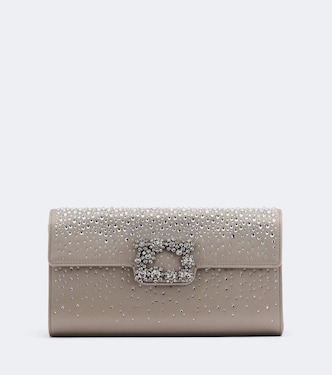 Efflorescence embellished satin clutch  | Roger Vivier