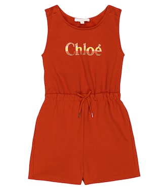 Logo cotton playsuit | Chloé Kids
