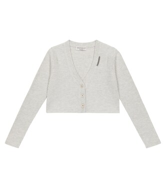Embellished cropped cotton cardigan | Brunello Cucinelli Kids
