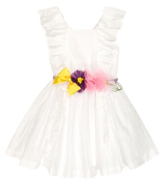 Embellished broderie anglaise dress | Monnalisa