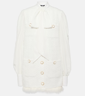 فستان قصير من تويد القطن المخلوط ببابيون | Balmain