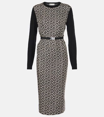 Belted silk-trimmed wool midi dress | Tory Burch