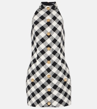 فستان قصير تويد من القطن المخلوط بياقة ستايل هالتر | Balmain