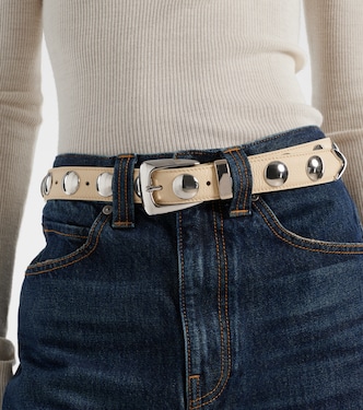 Benny studded leather belt in white - Khaite | Mytheresa