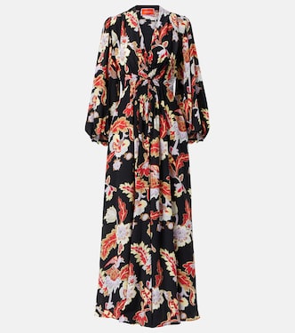 Printed shirred silk maxi dress  | La DoubleJ