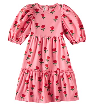 Roses puff-sleeve cotton dress | Mini Rodini