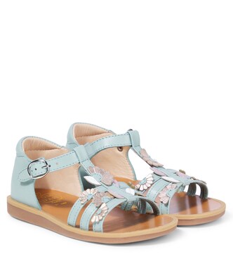 Poppy floral-appliqué leather sandals | Pom d'Api
