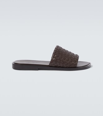 Elio Intrecciato leather slides | Bottega Veneta
