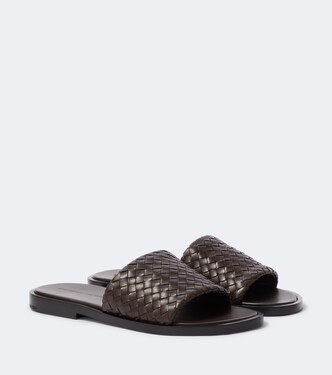 Elio Intrecciato leather slides | Bottega Veneta