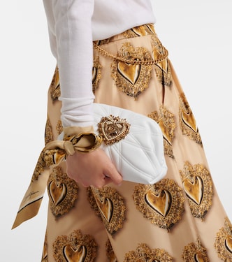 Devotion Small embellished leather clutch in white - Dolce Gabbana