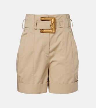 Belted cotton gabardine shorts | Balmain