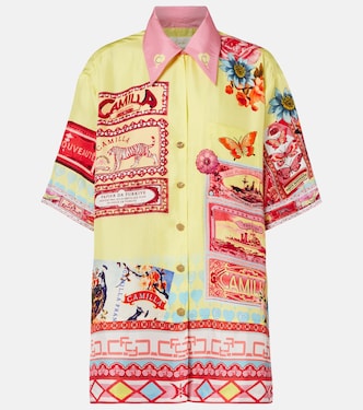 Collage Kingdom silk bowling shirt | Camilla