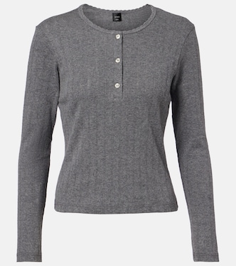 Pointelle cotton Henley shirt | Leset