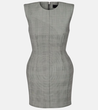 Prince of Wales check wool-blend minidress | Mugler