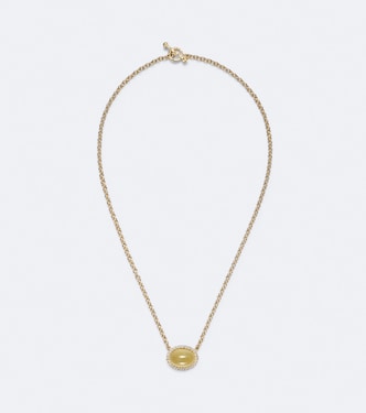 Bermuda Grass 18kt gold necklace with beryl and diamonds | Octavia Elizabeth