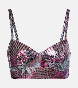 Crop top de de malla metálica floral | Rabanne