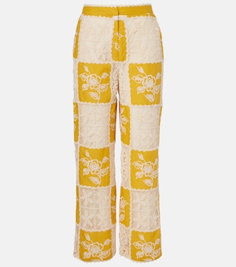 Lace-trimmed cotton straight pants | Farm Rio