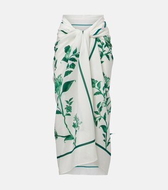 Paréo Lavanda en coton et soie à fleurs | Agua by Agua Bendita