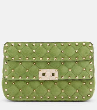 Henkeltasche Rockstud Spike Small aus Veloursleder | Valentino Garavani