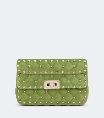 Rockstud Spike Small suede top-handle bag | Valentino Garavani
