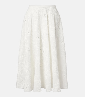 Broderie anglaise cotton midi skirt | Norma Kamali