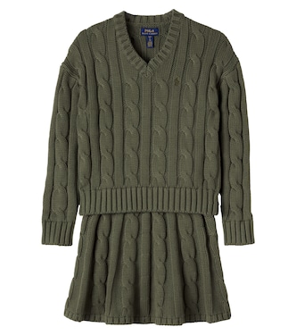 Set cardigan e gonna in cotone a trecce | Polo Ralph Lauren Kids