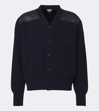 Leather-trimmed wool and cashmere cardigan | Bottega Veneta