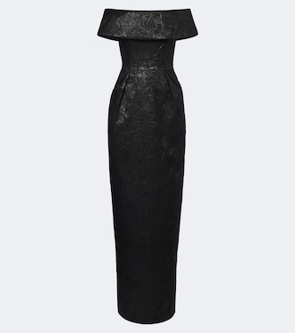 Elowen off-shoulder lamé gown | Rebecca Vallance