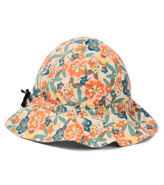Baby Cadia floral cotton sun hat | Caramel